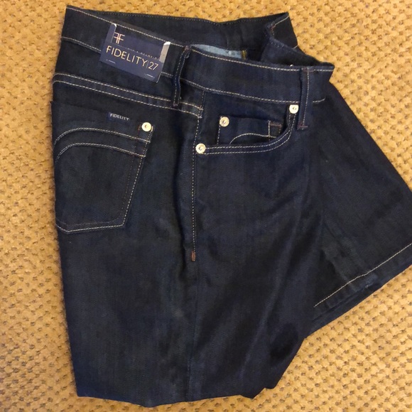 NWT FIDELITY Belladonna Blue Stretch Cotton Viper Rinse Denim Jeans Mid Rise - Picture 2 of 7